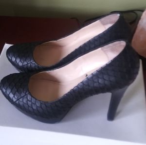 Black leather high heel